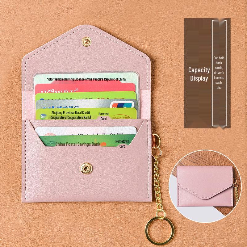 Women's Ultra-Thin Card Holder & Coin Purse Keychain - Compact Multifunctional ID & Business Card Organizer