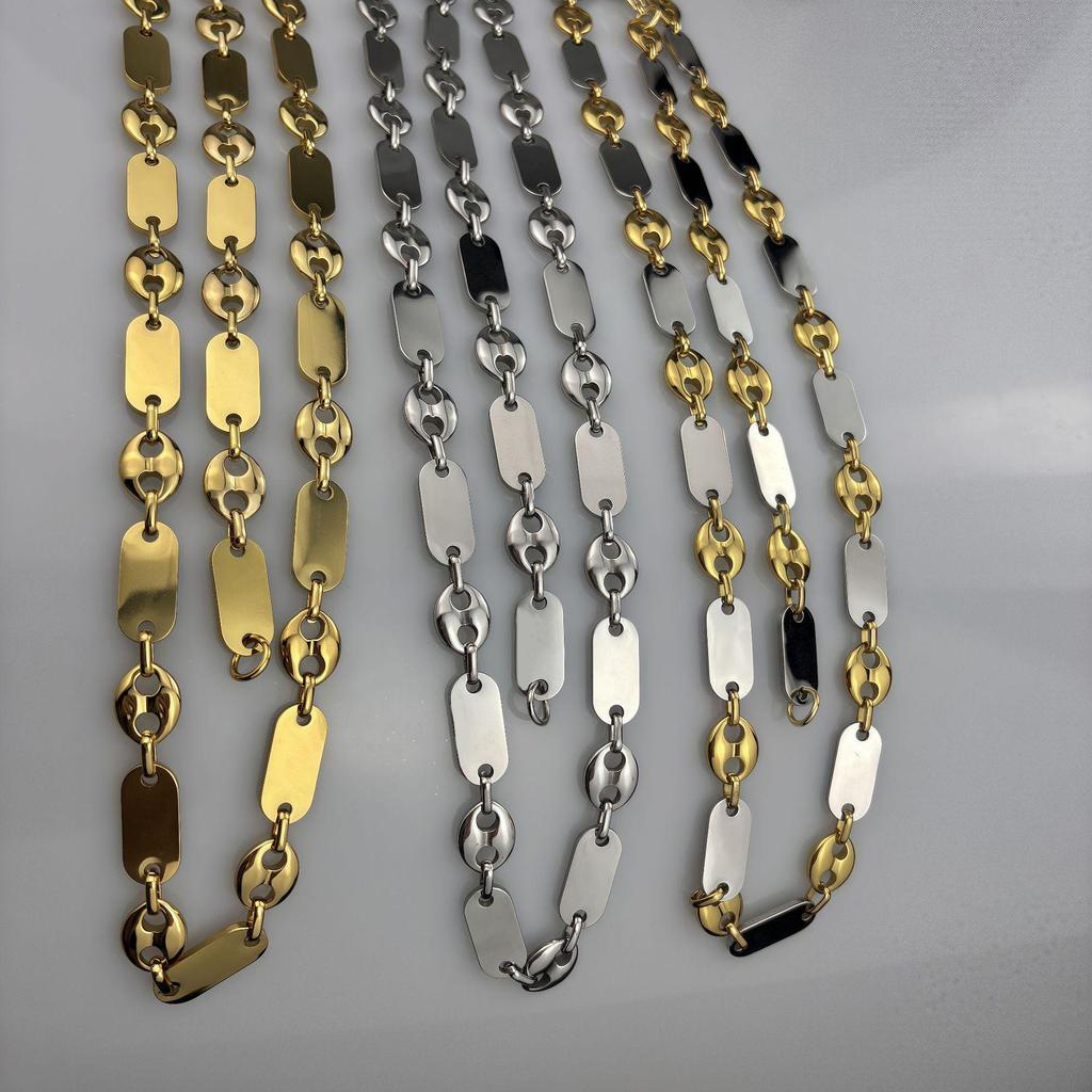 Handgefertigte Kaiserliche Kette Modeschmuck Halskette - Großloch Glatt Edelstahl