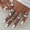 Irregular Exaggerated Punk Retro Ring Set Boho Hollow Out Jewelry Gifts Accessories for Woman Girl Geometric Metal Opening Rings Gold Silver Color