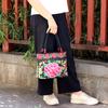 Ethnic Style Double-Sided Embroidery Lace Wooden Beads Vintage Canvas Women's Tote Handbag - Unique Retro Design for Stylish Ladies