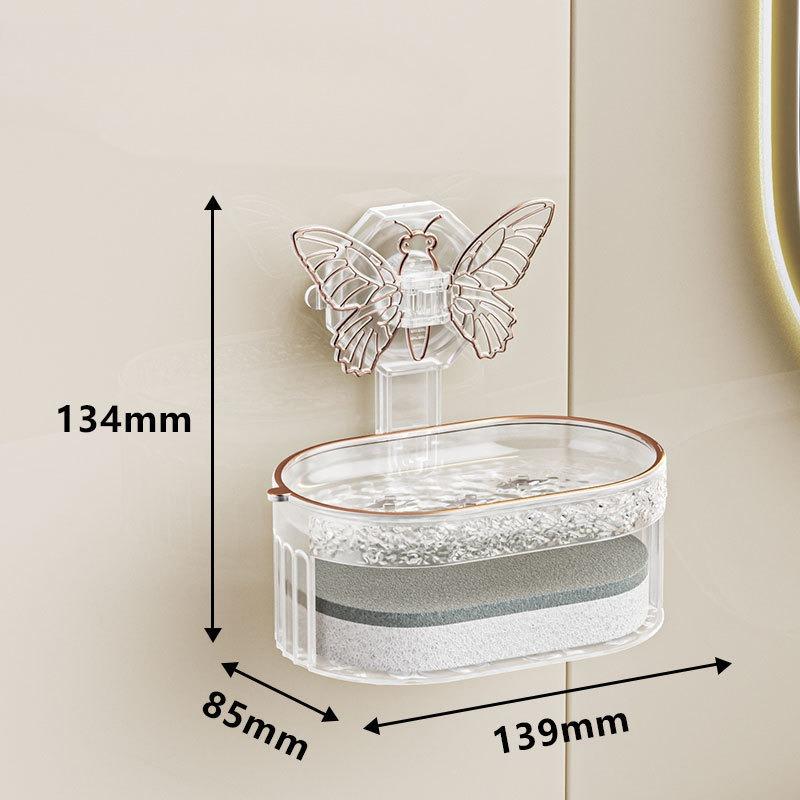 Sucker Type Powerful Suction Toilet Wall Hanging Light Luxury Creative Double-layer Perforation-free Soapbox