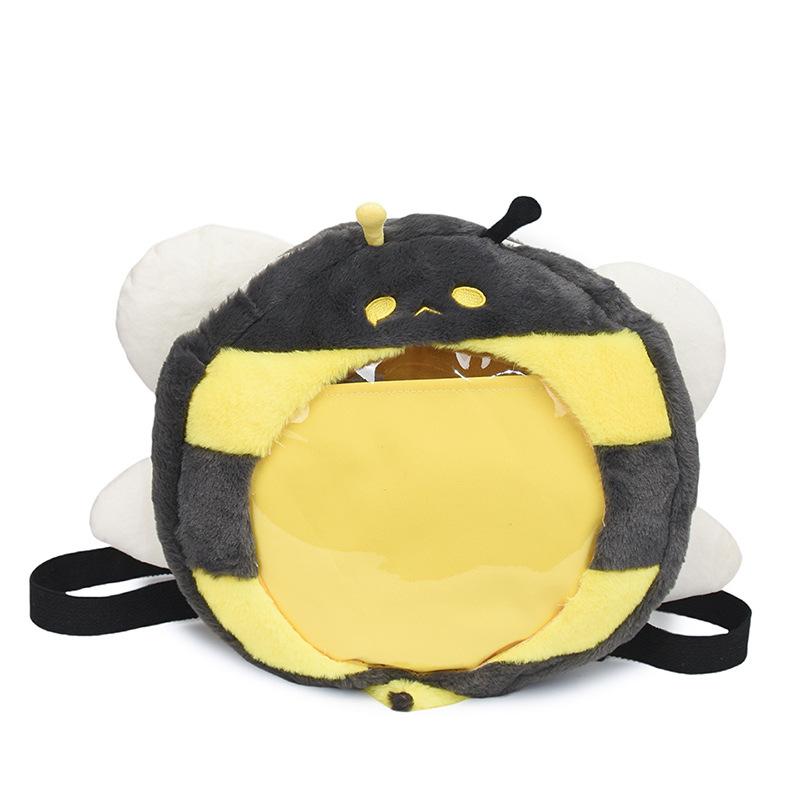 

Homemade cute little bee double shoulder see-through pain bag soft sister two-dimensional self-piercing millet bag student versatile schoolbag