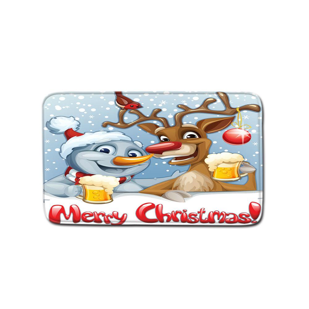 Christmas Shower Curtain Polyester Cloth Toilet Seat Four-Piece Set Entrance Door Mat Bedroom Living Room Floor Mat Carpet