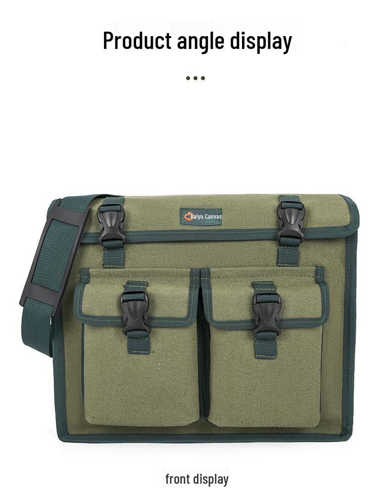 Durable Multi-Functional Canvas Tool Bag for Carpenters and Electricians - Large Capacity, Thickened, Wear-Resistant, Old-Fashioned Design