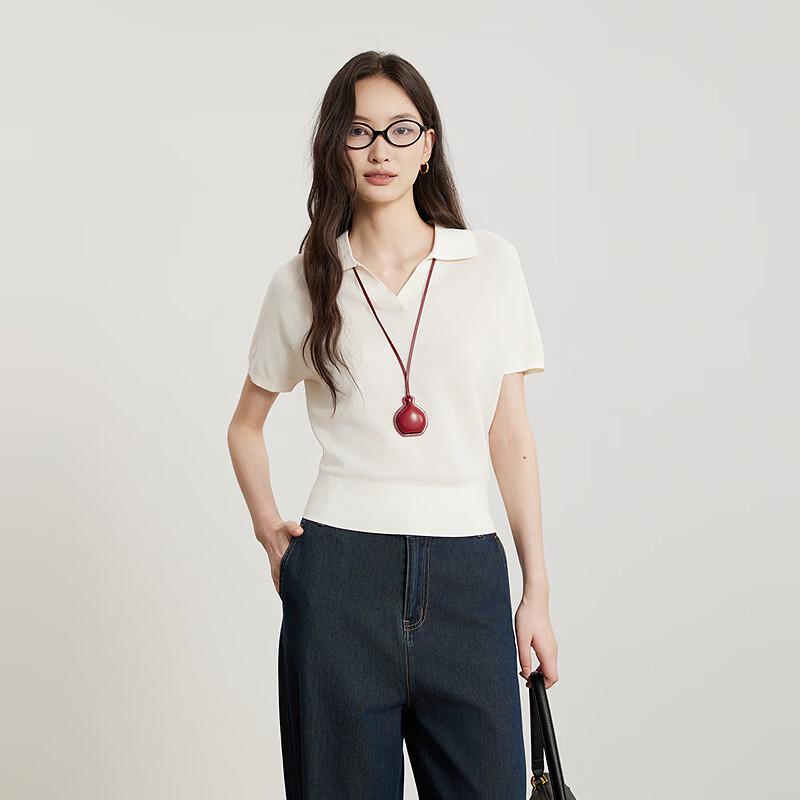 Women s V-Neck Short Sleeve Knit Top L