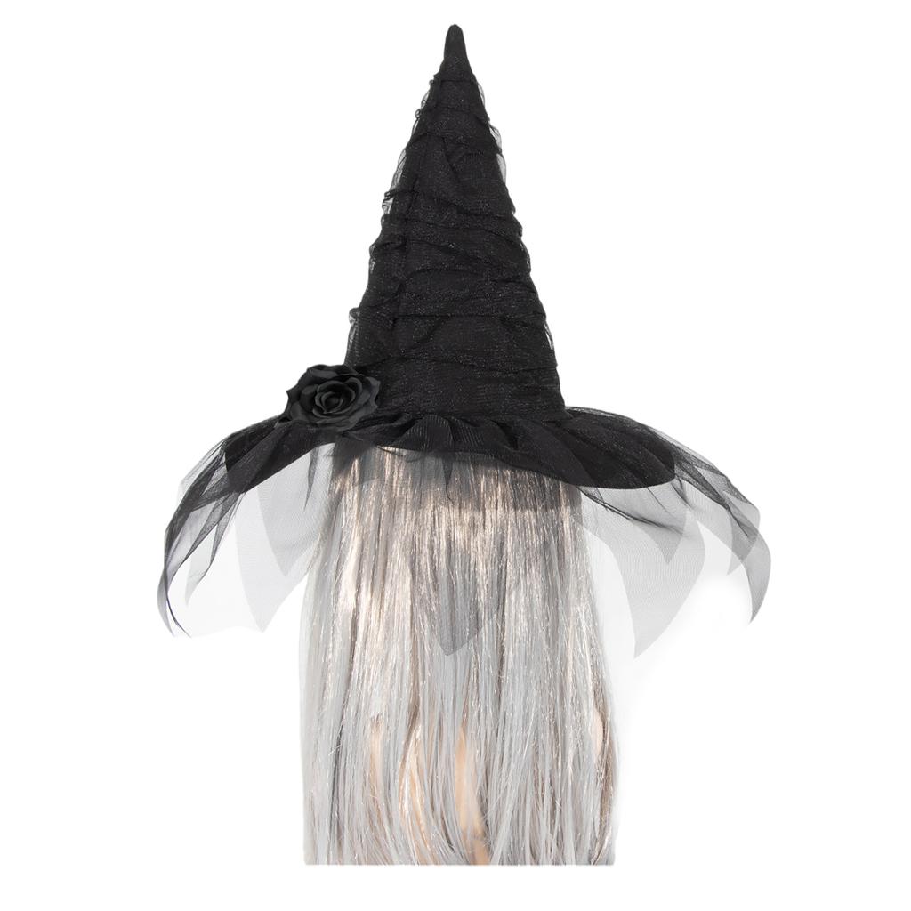 Rose Flower Witch Caps for Adult Wizard Hat Halloween Party Headwear Cloche Hat Holiday Headwear Role Playing Stage Hat