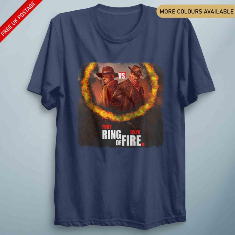 Fury Vs Usyk T Shirt Ring Of Fire Gym Clothing Exercise Boxing Training Top