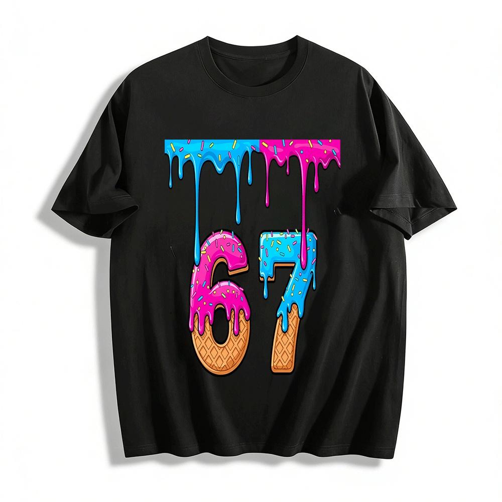 Fun Frosted Waffle No.67 Graphic Print Casual Short Sleeve Pure cotton T-shirt XXS