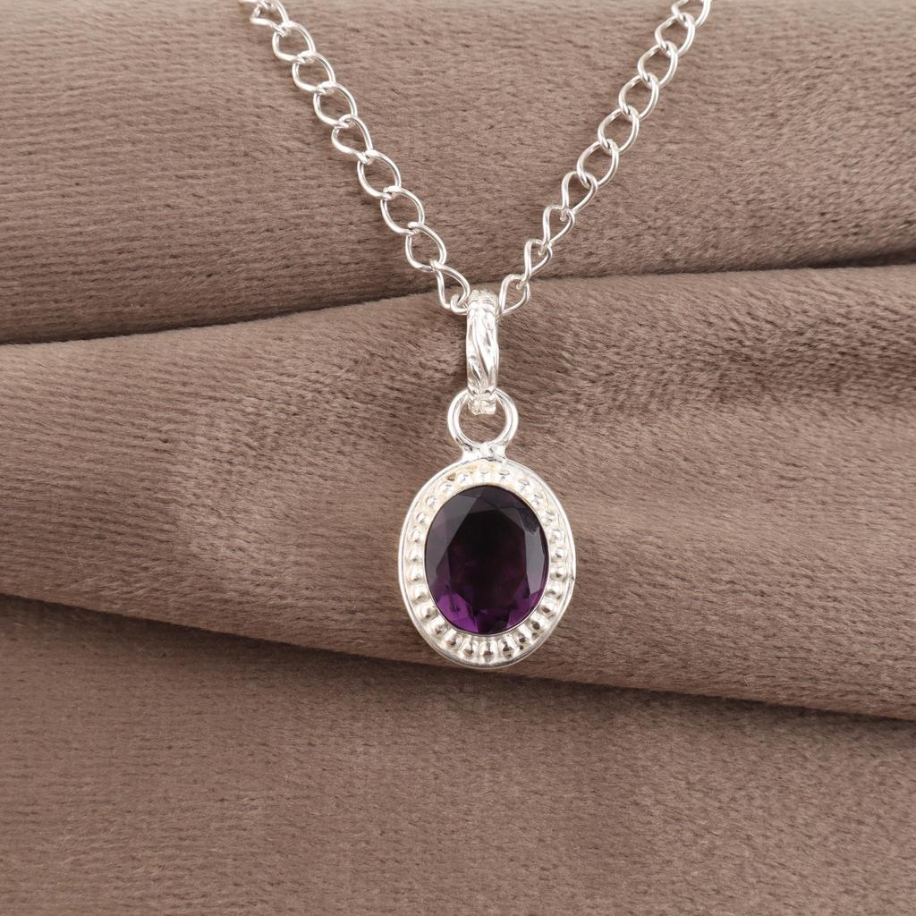 African Amethyst Pendant Gemstone Jewelry, 925 Sterling Silver Pendant, Handmade Jewelry Pendant, Gift For Women
