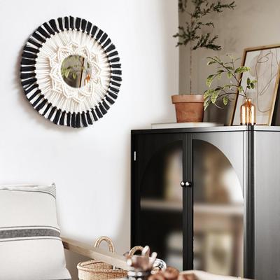 Miroir Mural Bohème Franges Macramé Décoratif Fait Main pour Salle de Bain Chambre Maison