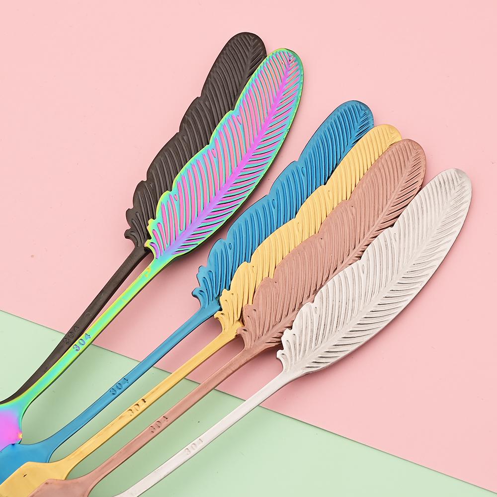 2Pcs Creative Fork Spoon Dinnerware Set 304 Stainless Steel Cutlery Cake Fruit Fork Coffee Ice Cream Stirring Spoon Kitchen Tool