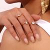 E.B.belle Wave Drop Round Zircon Ring Waterproof Minimalist 316L Stainless Steel Women's Rings 18K Gold Plated Accessories