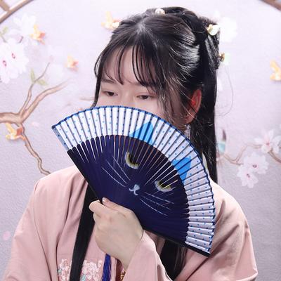 Spray Painting Totoro Fan Cartoon Cat Chinese Lovely Kitty Fan Fashionable Japan Style Hand Fans Folding Women Girls Show Fans