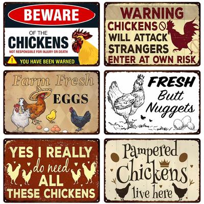 Metal Chicken Coop Signs Fresh Eggs Warning Beware Signs For Country Chicken Coop Decor Fun Gift For Chicken Coops Lover