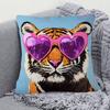 1Pc Heart Sunglasses Tiger Print Throw Pillow Cover,Suitable For Sofa,Bedroom,Living Room,A Stylish Gift For Animal Lovers