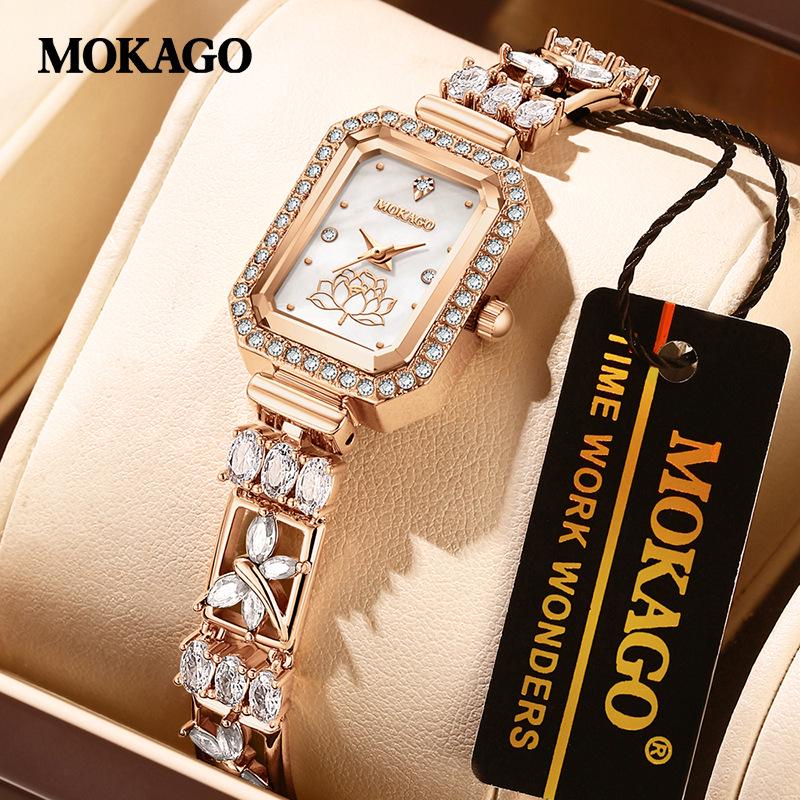 Mokaka Elegant Rhinestone Women s Quartz Watch - Waterproof, High Fashion, Colorful Bracelet.