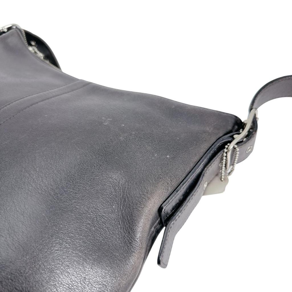 COACH Plain Shoulder Bag leather Brown Brown Women H2S-9326 Used