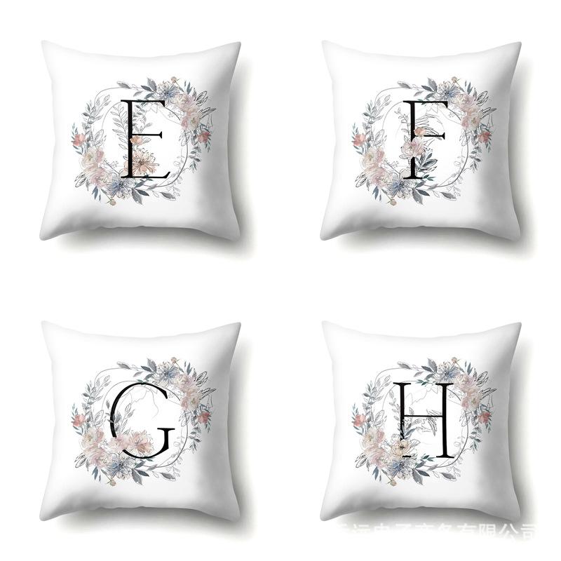Polyester Pillowcase Simple and Fresh Xiaohua Home Furnishing 26 English Letter Printed Waist Cushion Pillowcase