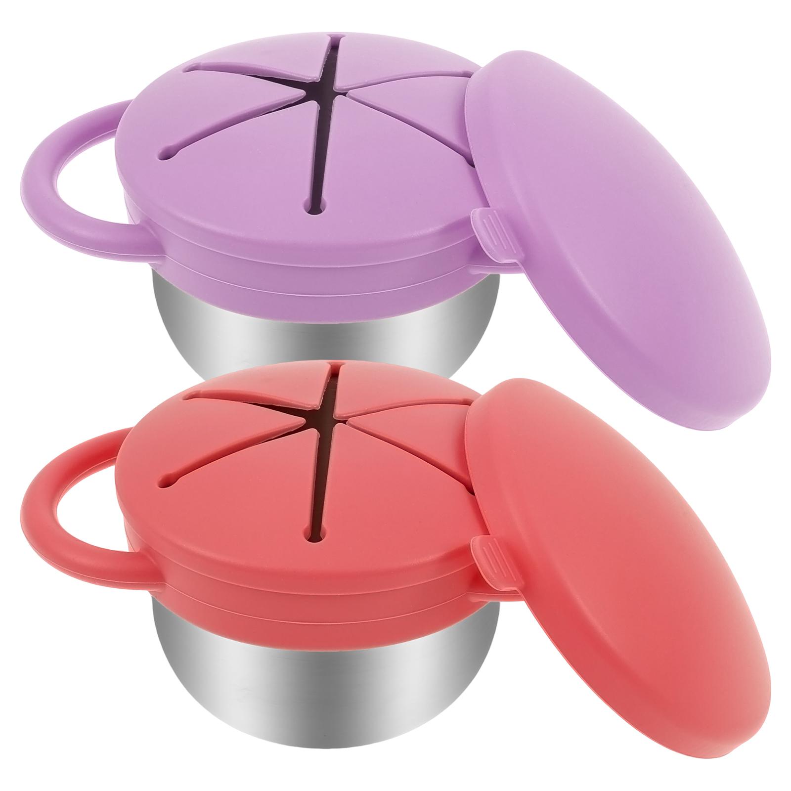 

Дитяча харчова чашка з нержавіючої сталі зі знімною герметичною кришкою та подвійною ручкою, портативна чашка для їжі та снеків Pink blue