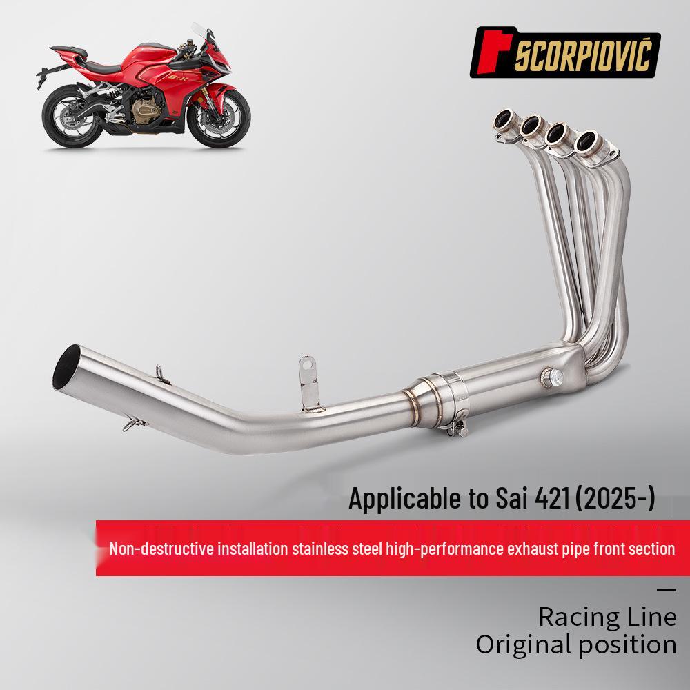 QJ Sai 421 Motorcycle Moped Exhaust System: Full Front & Rear Pipe Set 2025