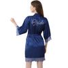 Women's high-end diamond-encrusted Bride lace cardigan wedding robe, European and American style silk bridal makeup morning robe