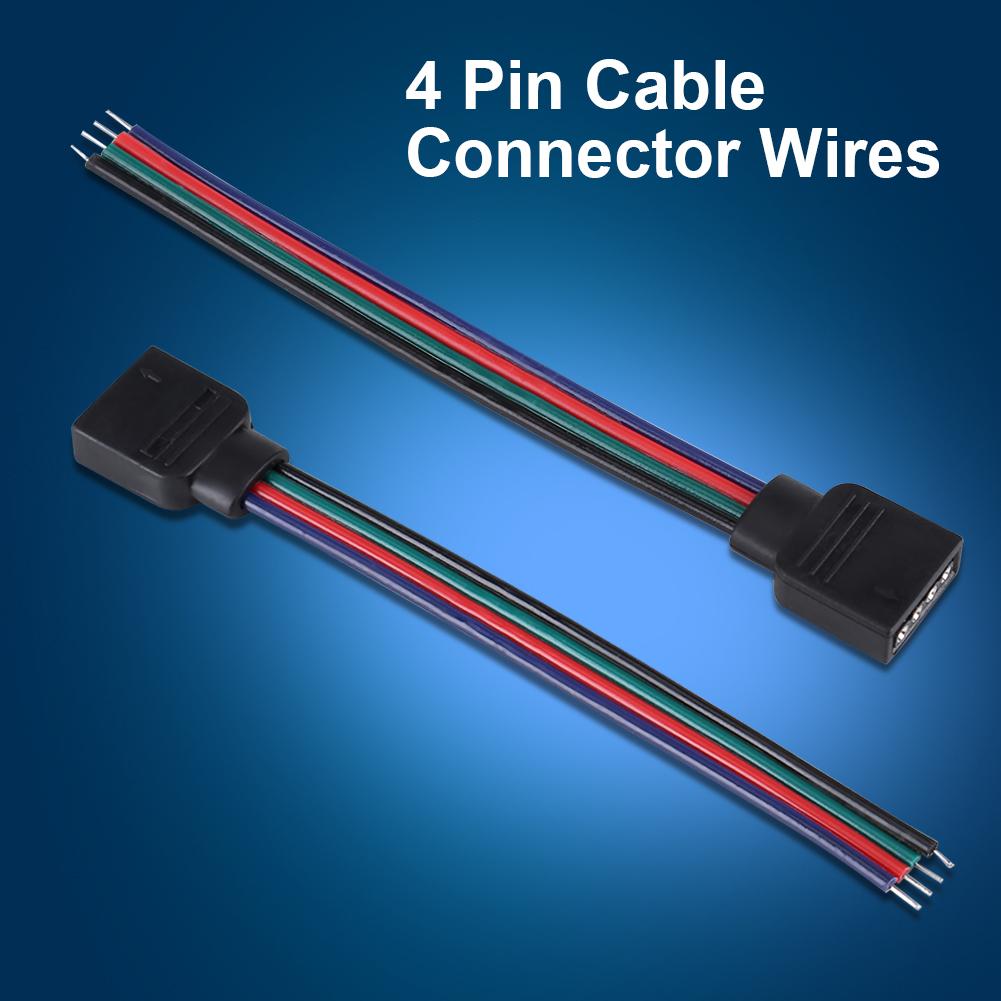20pcs 4 Pin Cable Connector Wires for 5050Celsius3528Celsius3014 RGB LED Strip Lights 10cm Length Female