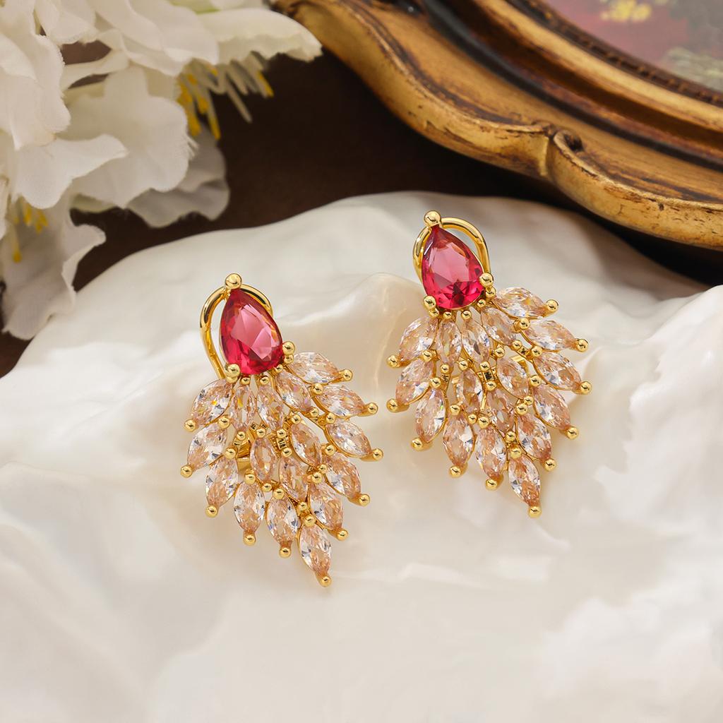 Earrings Copper Inlaid Zircon Light Luxury High-End Silver Needle Stud Earrings