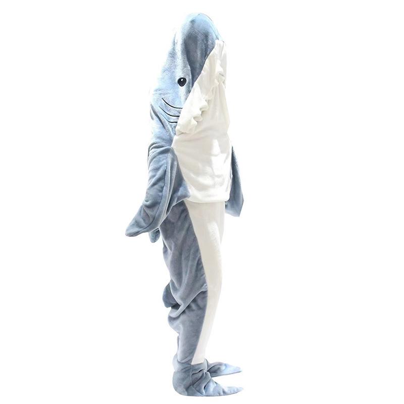 Shark Flannel Onesie Pajamas - Warm, Anti-Kick, Casual Sleep Quilt