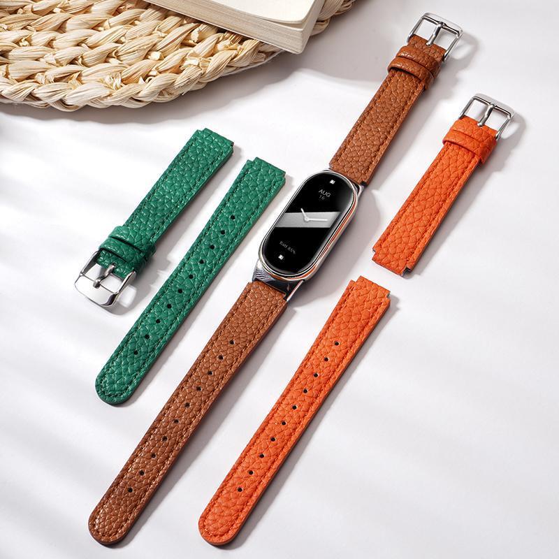 

Ремешок для часов Xiaomi из кожи личи, новый умный спортивный ремешок Xiaomi Band 8, универсальный ремешок с NFC, сменный ремешок mi8
