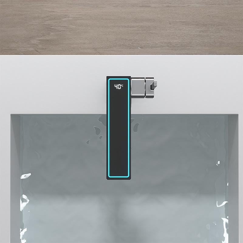 Gun Grey Bathroom Faucet Intelligent Digital Display LED Basin Hot Cold Water Mixer Sink Tap Brass Washbasin Vanity Tap Tapware