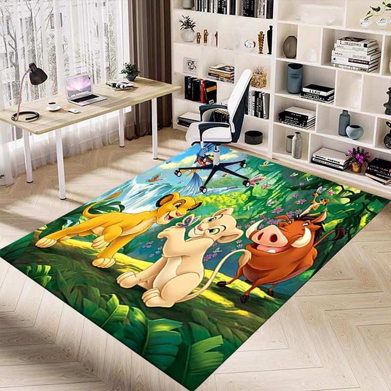 Lion Adventure Carpet For Playroom Bedroom Living Room Sofa Home Decorkids Game Area Rug Nonslip Floor Mat