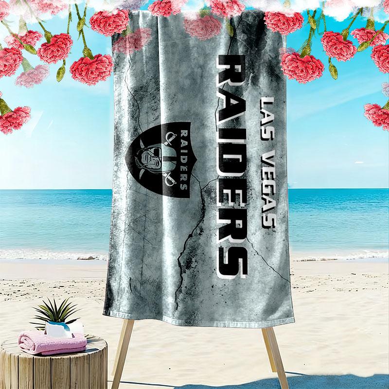 Ręcznik plażowy z nadrukiem Las Vegas Raiders, Duży miękki szybkoschnący ręcznik na plażę, kemping, basen