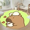 Capybara Round Floor Mat Suitable for Entryway Foyer Hallway Kitchen Antislip Round Carpet Decorate Offices Birthday Christmas Gift
