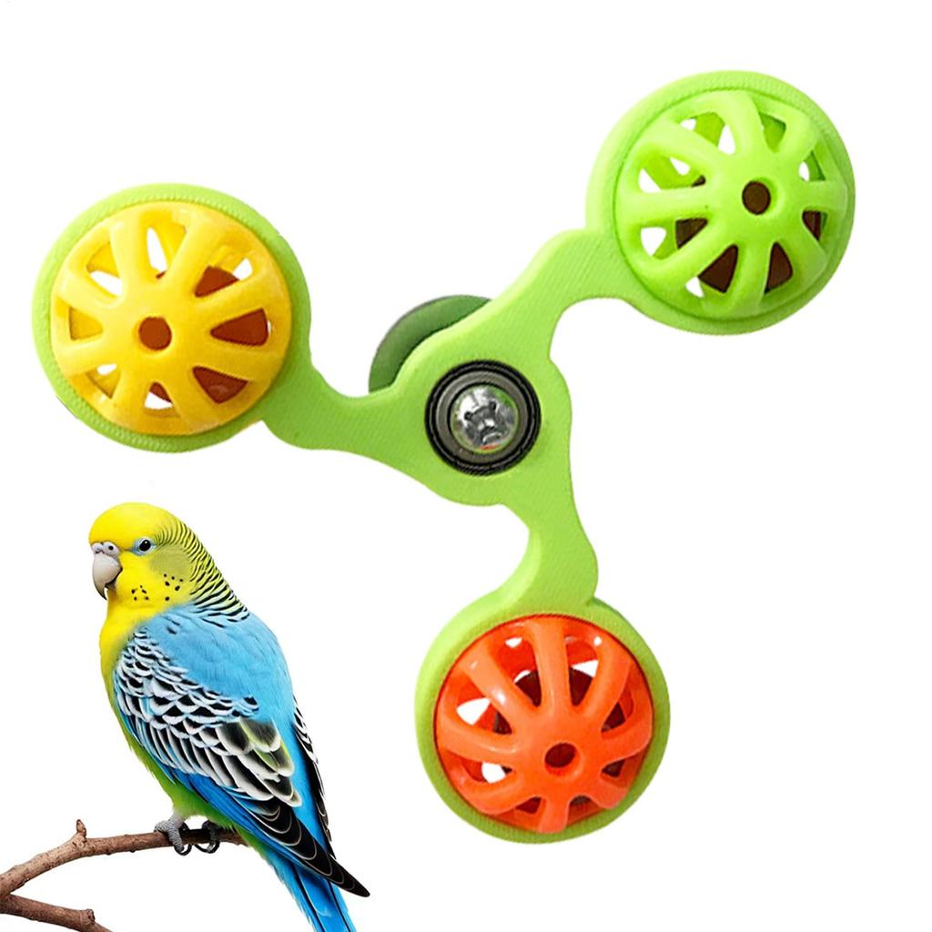 Funny Parrot Toys Interactive Rotating Windmill Toy with Bells Bird Cage Toy for Parrots for Stimulation Entertainment Play Chew