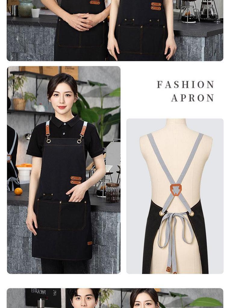 Waterproof Young Waiter Apron with Logo for Milk Tea Restaurant