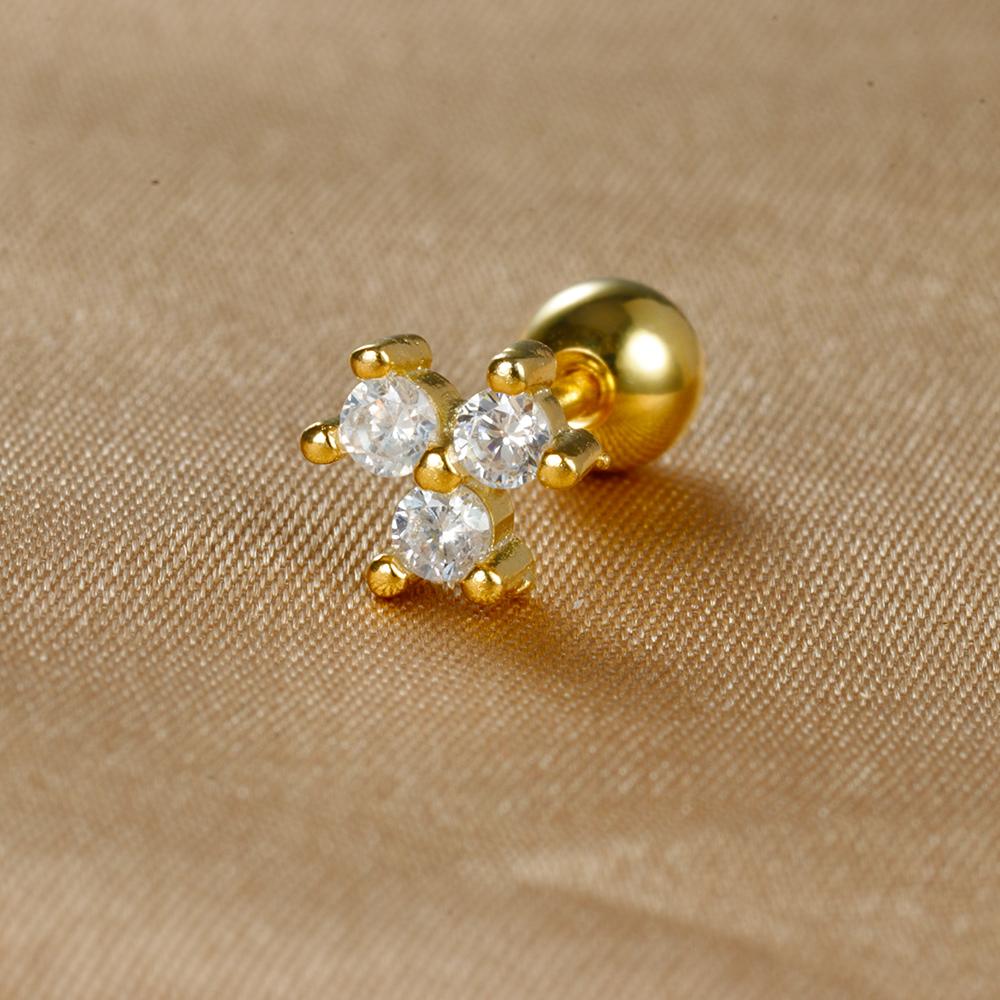 1 Stück Edelstahl Mond Kreuz Kleine Ohrstecker Winziger Zirkonia Ohrläppchen Tragus Helix Knorpel Piercing Ohrring Schmuck