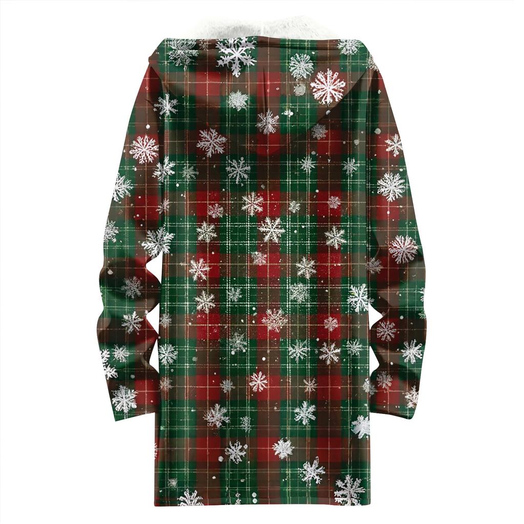 Women's Christmas Printed Fashionable Loose Zipper Fleece Hoodie Jacket