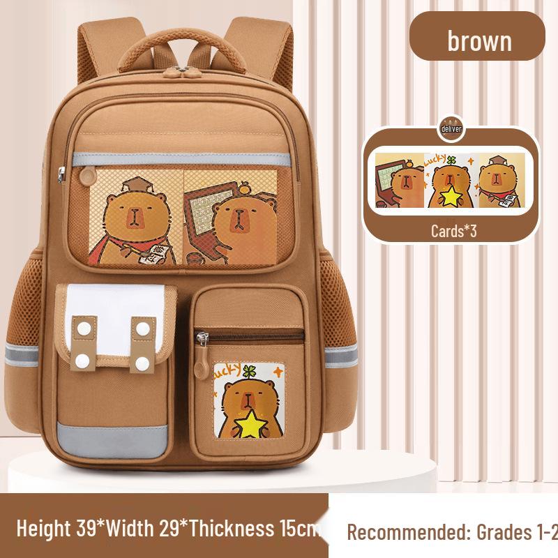 Capybara Large Capacity School Backpack for Boys & Girls Grades 1-6