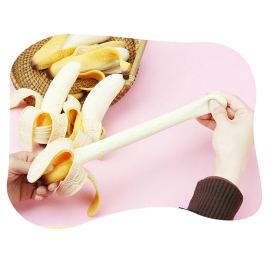 Simulation Peeled Banana Squeeze Toy Soft Stretchy Banana Shape Fidget Toy Portable Simulated Fruit Sensory Pinch