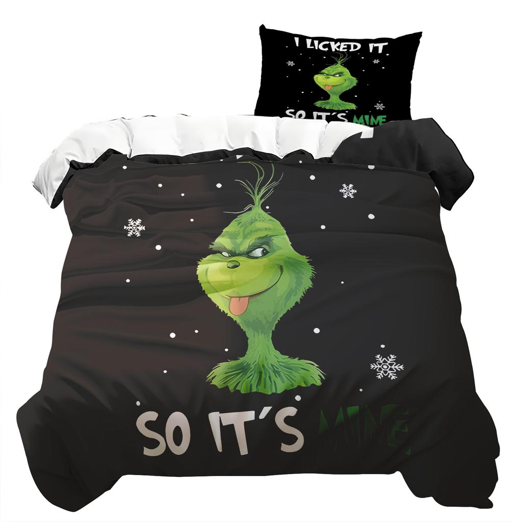 Mit Weihnachtsdekoration bedruckter Bettbezug, superweiche gebürstete Mikrofaser, bequemes Doppelbettset mit Reißverschluss und 2 Kissenbezügen