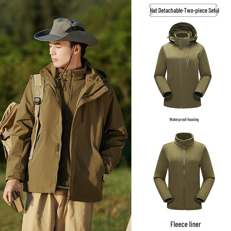 

Ветрозащитная и водонепроницаемая куртка-ветровка 3-в-1 для пар: Съемный, Уютный и Толстый, Идеально подходит для альпинизма осенью и зимой. 5XL