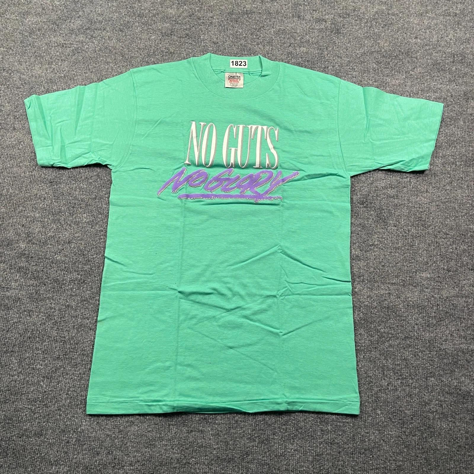 

Vintage 90s No Guts No Glory Shirt Medium 20x28 Blue Green 4XL