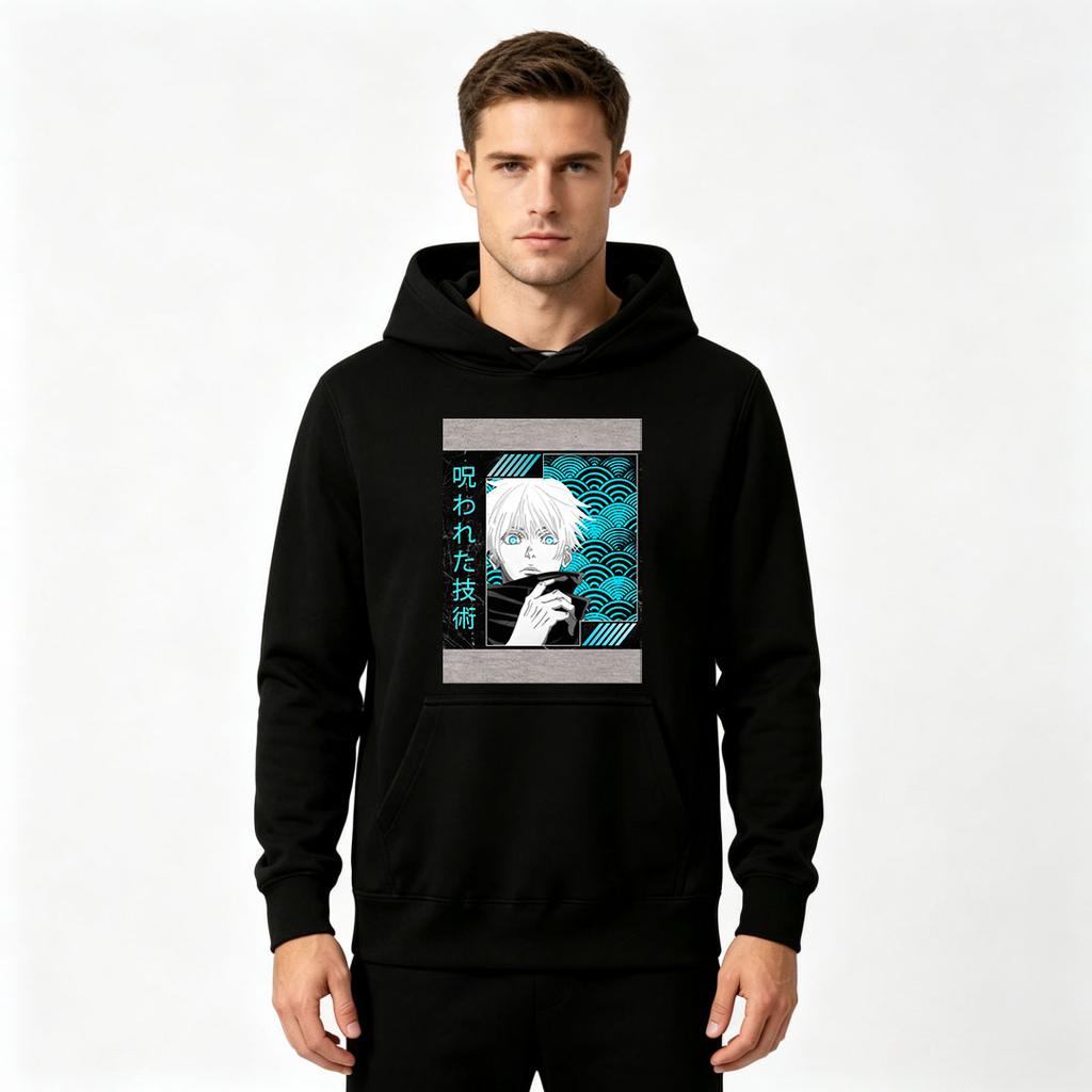 Men Anime Print Pullover Hoodie Casual Long Sleeve Streetwear Sweatshirt for Adults
