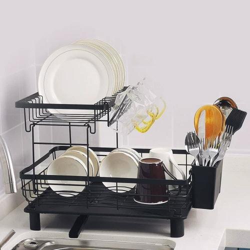 

Automatic Draining Kitchen Dish Drainer, Over-the-Sink Dish Drying Rack: Dish Drainer, Air Drying, Easy Assembly, Rust-Proof, Large Capacity, Dish Rac