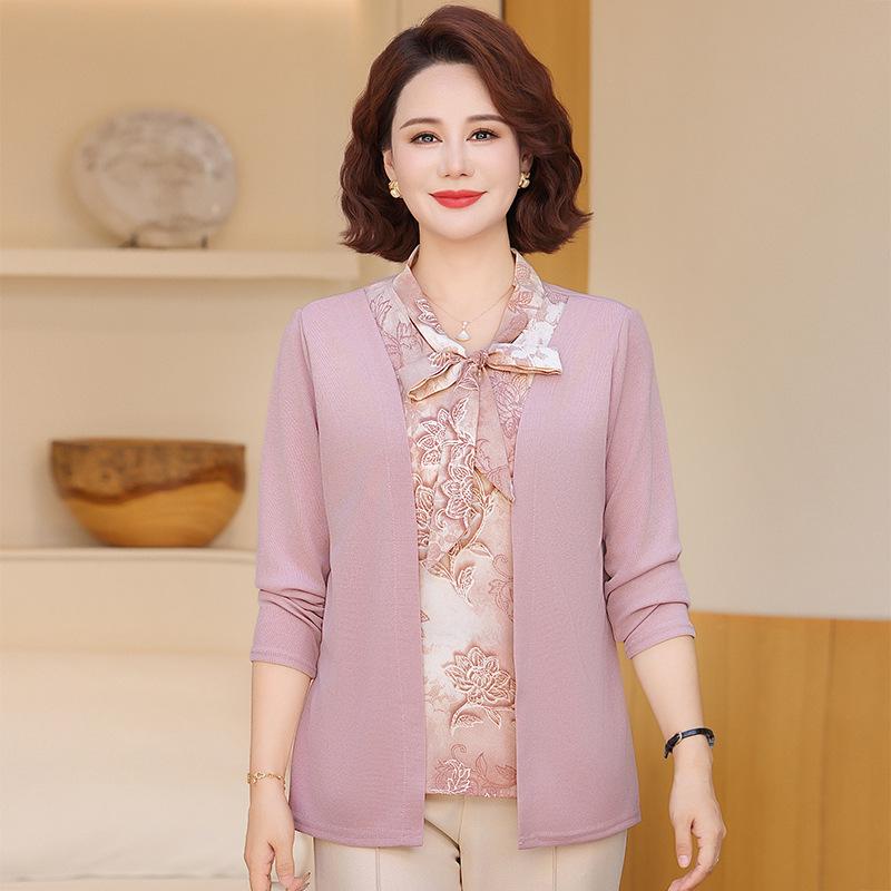 2026 Spring/Autumn Elegant Age-Defying Top for Middle-Aged and Elderly Women - New Style