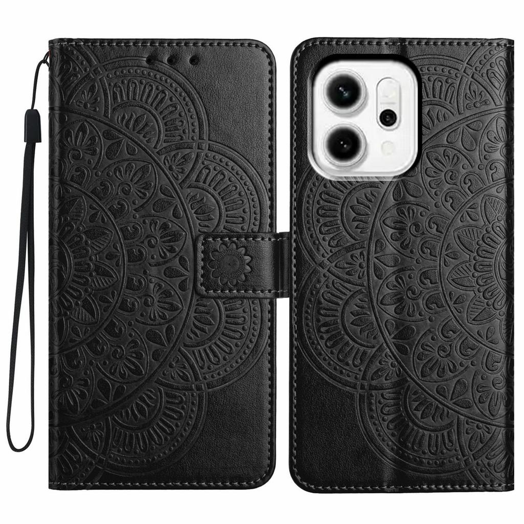 For Oppo Reno14 Pro 5G (Global) Leather Case with Card Slots Mandala Pattern Phone Cover Stand