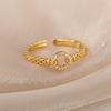 Anillos Reina Roja Cristal De Rodio Elegant Women Heart Zirconia Ring Stainless Steel Gold Color Jewelry Wedding Romantic Gift