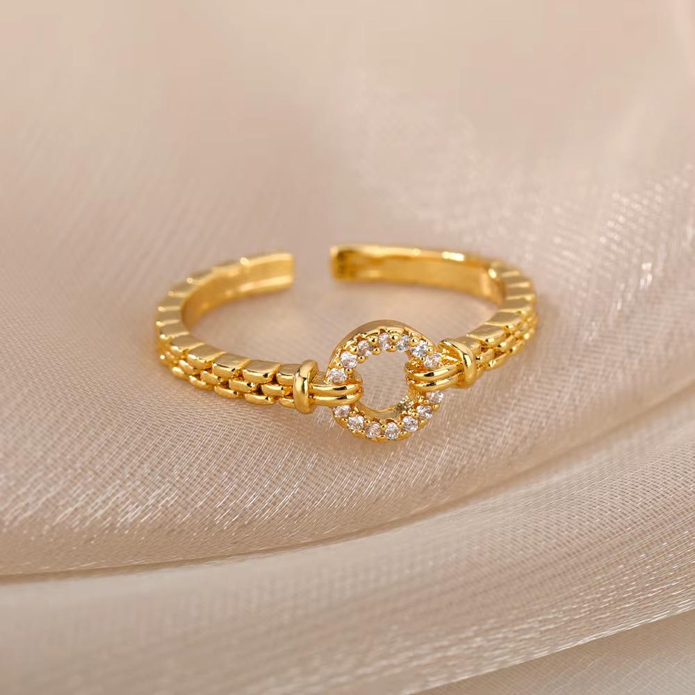Anillos Reina Roja Cristal De Rodio Elegant Women Heart Zirconia Ring Stainless Steel Gold Color Jewelry Wedding Romantic Gift