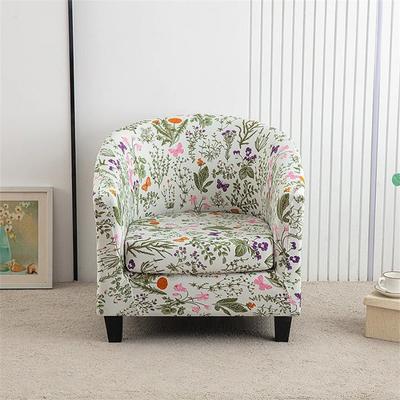 Spandex Tub Chair Cover Flower Print Club Armchair Slipcover Elastic Washable Seat Case Protector for Living Room Home Decor