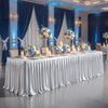 Satin Pleated Table Skirt 4/6/8FT Tablecloth for Wedding Banquet Conference Party Stage Decoration Rectangular Table Cover